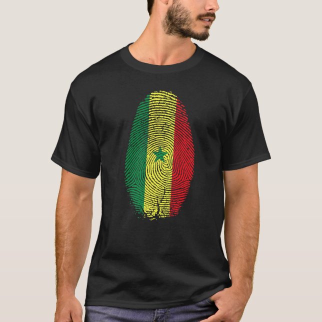 T-shirt Sénégal Drapeau Empreinte Il Est Dans Mon Adn Pour (Devant)