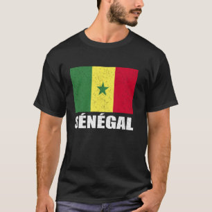 T-shirt Sénégal Drapeau Grunge Souvenir Vintage Sénégal