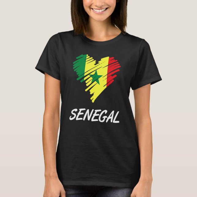 T-shirt Sénégal Sénégalais Afrique de l'Ouest Fière Amour  (Devant)