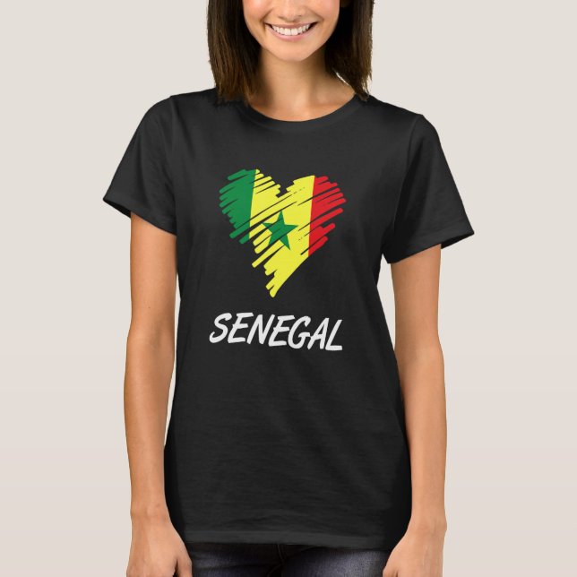 T-shirt Sénégal Sénégalais Afrique de l'Ouest Fière Amour  (Devant)