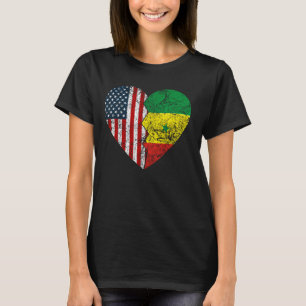 T-shirt Sénégalais American Flag Heart États-Unis Seneg