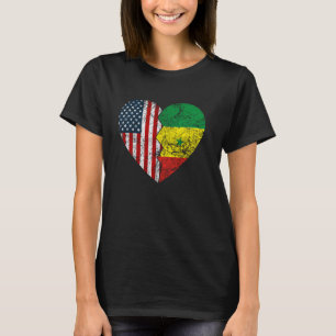 T-shirt Senegalese American Flag Heart États-Unis Sene