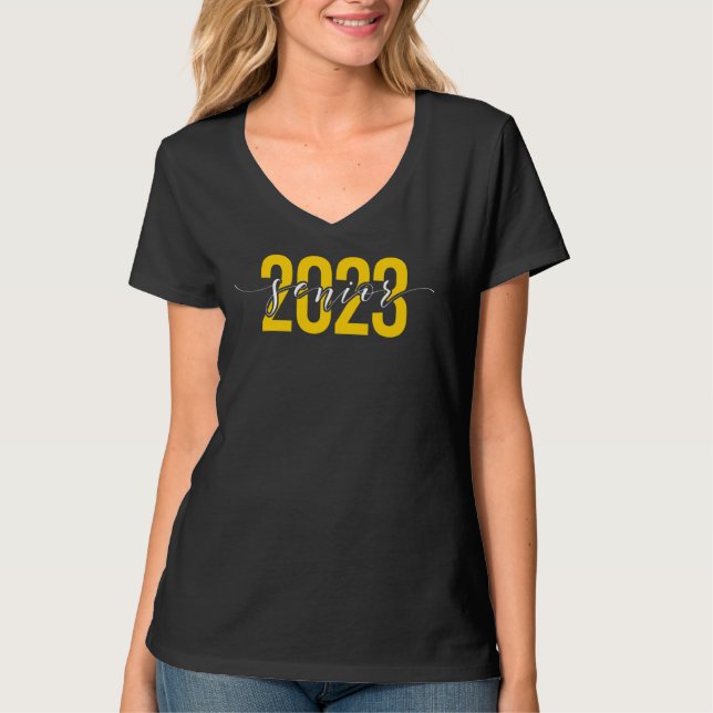 T-shirt Senior 2023 Jaune Sur Noir (Devant)