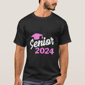 T-shirt Senior 2024 Girl Shirt Pink Grad Grad Dift Grad Di