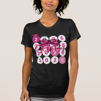 T-shirt Senior 2026 Class of Coquette Pink Bow Graduation