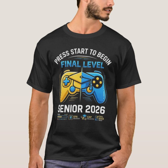 T-shirt Senior 2026 Graduation-  Gamer Grad 2026  (Devant)