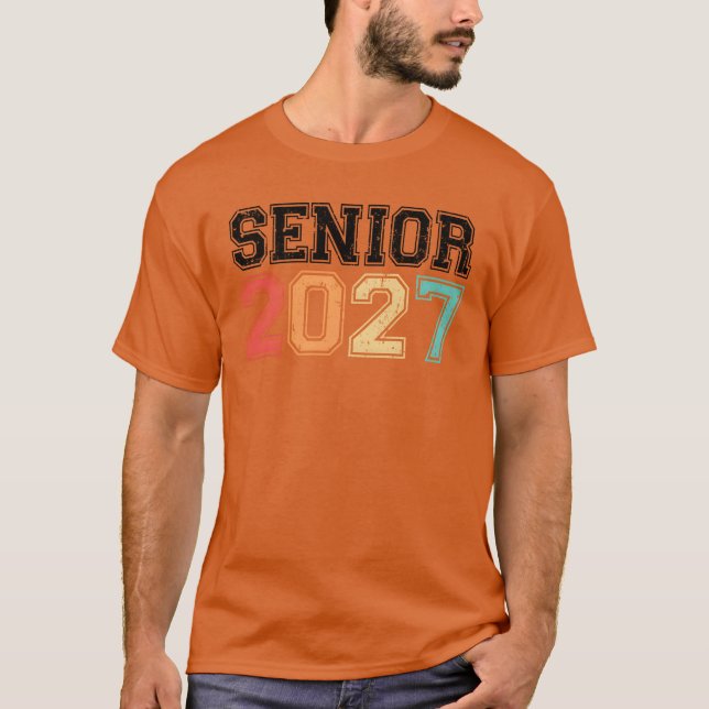 T-shirt Senior 2027 Retro Vintage boy (Devant)