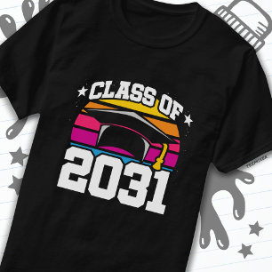 T-shirt Senior 2031 Classe de 2031 Graduation Retro Sunset