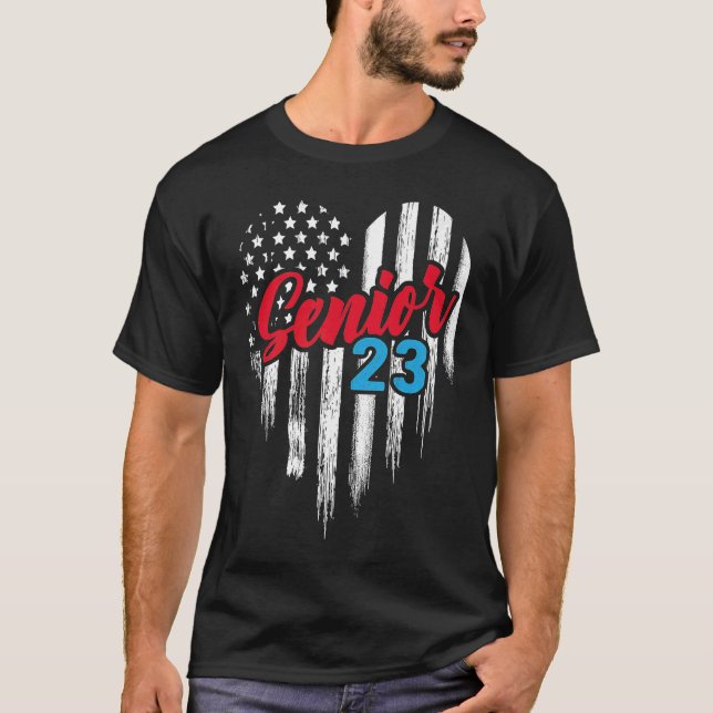 T-shirt Senior 23 2023 Graduate American Flag H (Devant)