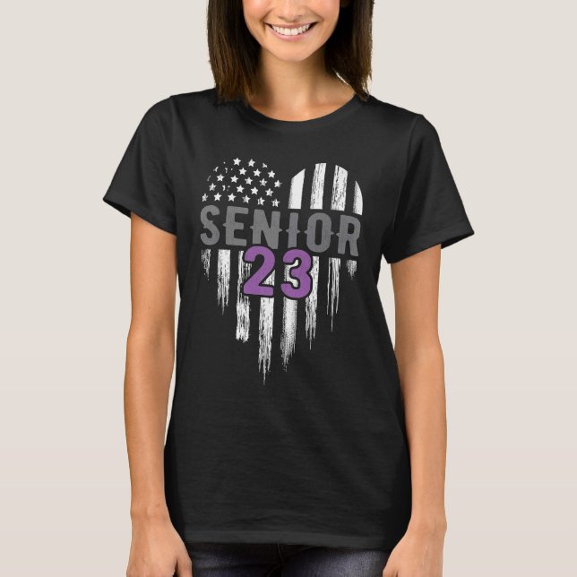 T-shirt Senior 23 2023 Graduate American Flag H (Devant)