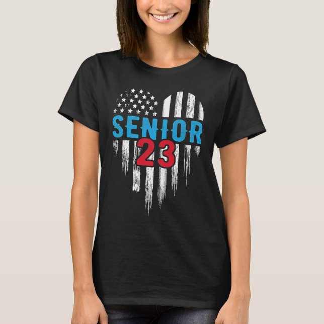 T-shirt Senior 23 2023 Graduate American Flag H (Devant)