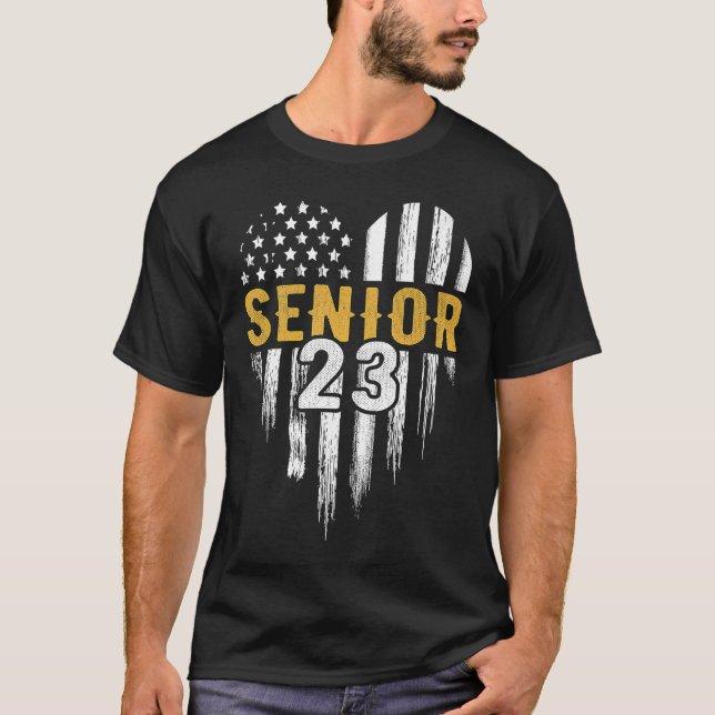 T-shirt Senior 23 2023 Graduate American Flag H (Devant)