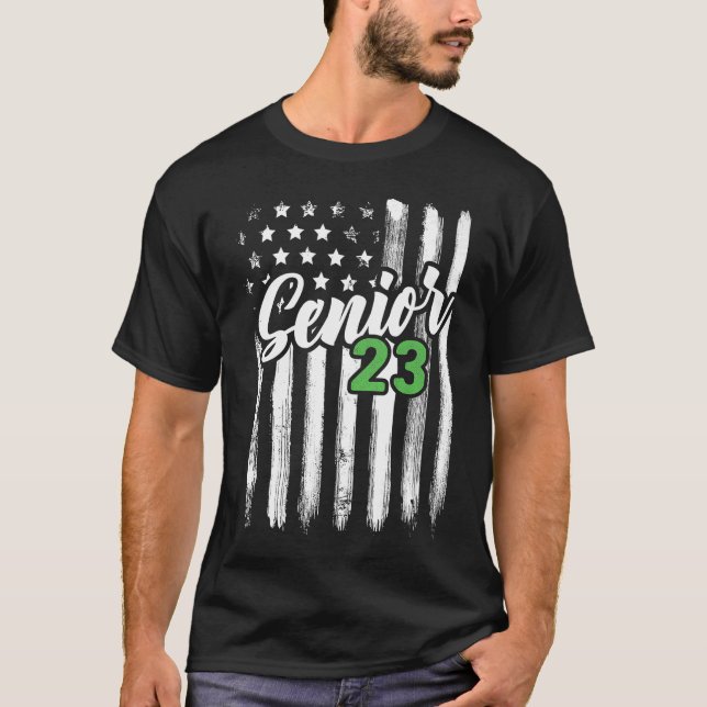 T-shirt Senior 23 2023 Graduate American Flag U (Devant)