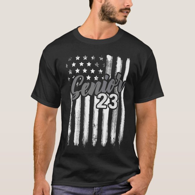 T-shirt Senior 23 2023 Graduate American Flag U (Devant)