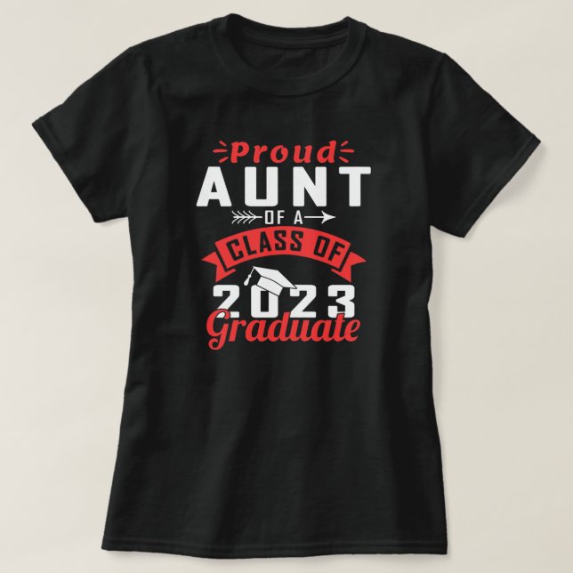 T-shirt Senior 23 Fier Tante D'Une Classe De 2023 Diplômé  (Design devant)