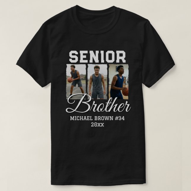 T-shirt Senior Brother Basketball Photo Collage Custom  (Design devant)