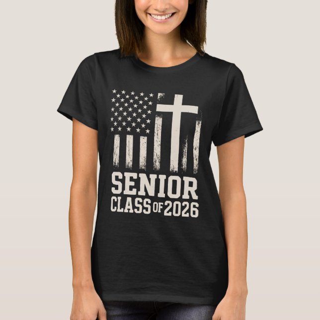 T-shirt Senior Class 2026 Cross Flag USA (Devant)