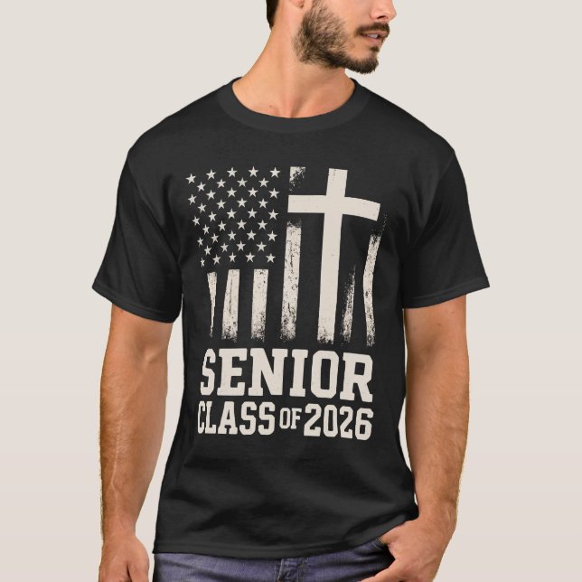 T-shirt Senior Class 2026 Cross Flag USA (Devant)