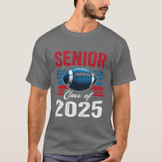 T-shirt Senior Class of 2025 Footbal Graduation retro