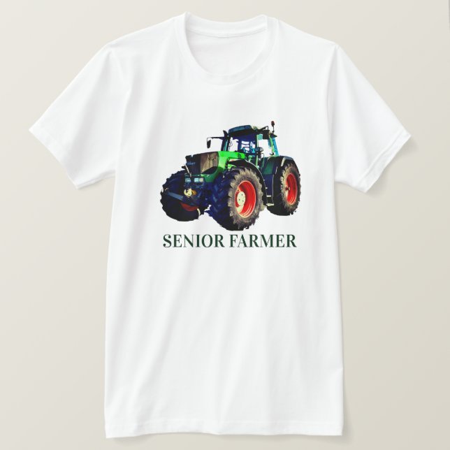 T-shirt "Senior Farmer" et tracteur vert (Design devant)