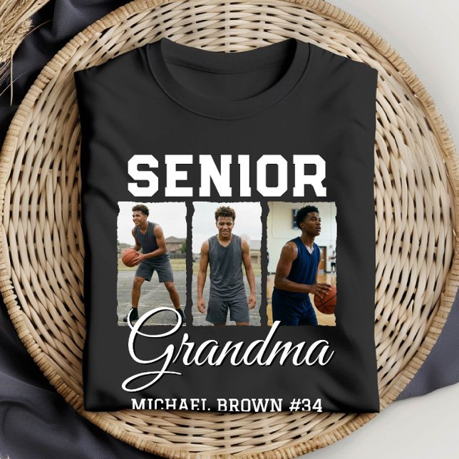 T-shirt Senior Grandma Basketball Photo Collage Custom (Créateur téléchargé)