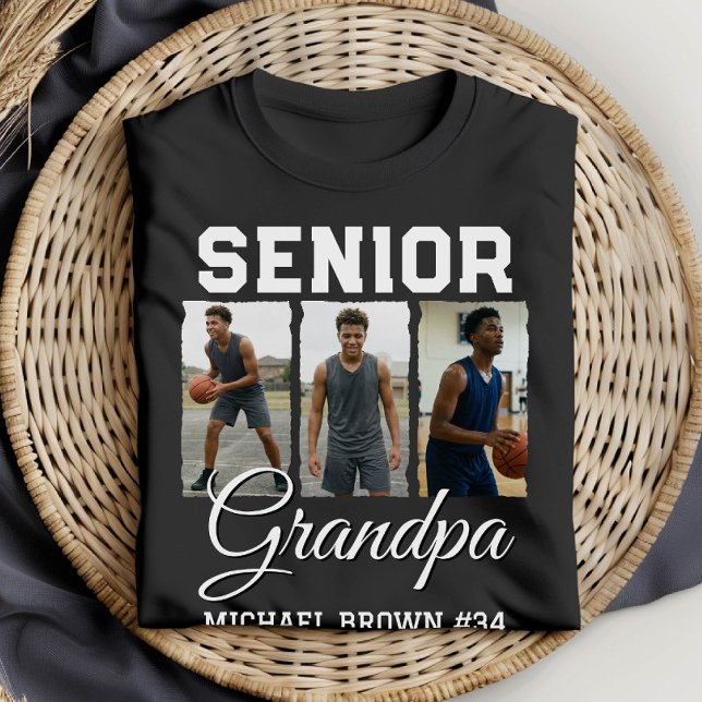 T-shirt Senior Grandpa Basketball Photo Collage Custom (Créateur téléchargé)