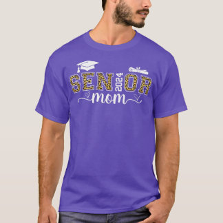 T-shirt Senior Mom Graduation 2024 Leopard Fier Maman Grad