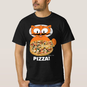 T-shirt Señor Gato Cartoon Mustache Pizza de chat!