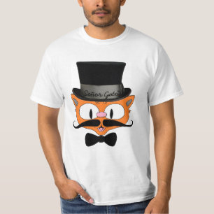 T-shirt Señor Gato ™ Chat à la Moustache en Guidon Avec Ha