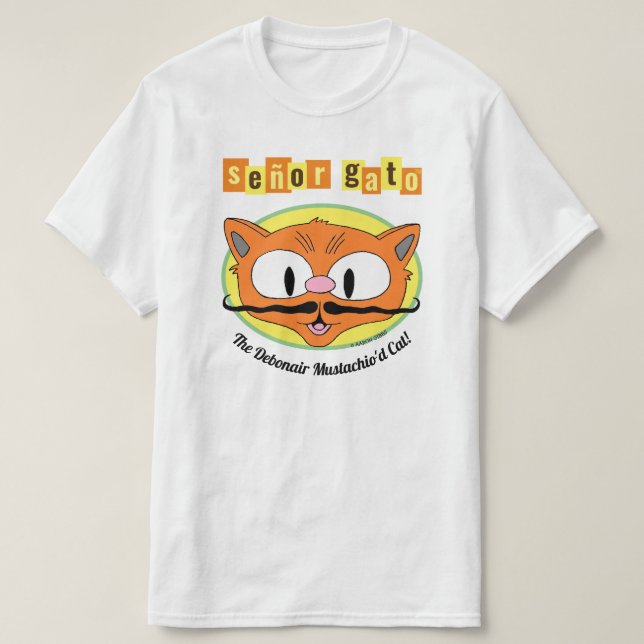 T-shirt Señor Gato™ Le Chat de Debonair Mustachio! (Design devant)