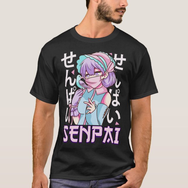 T-shirt Senpai Anime Girl Japonaise Cute Manga Kawaii (Devant)