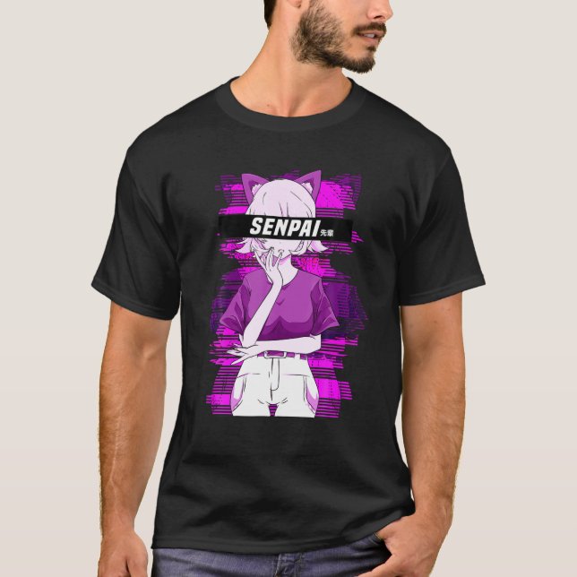 T-shirt Senpai Anime Girl Vaporwave Manga Waifu Avis Moi (Devant)