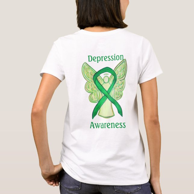 T-shirt Sensibilisation à la dépression Ruban vert Angel p (Dos)