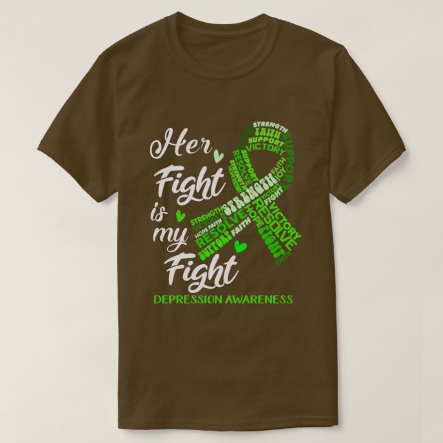 T-shirt Sensibilisation à la dépression Son combat est mon (Design devant)
