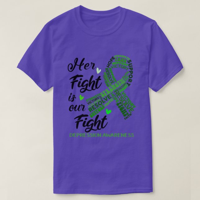 T-shirt Sensibilisation à la dépression Son combat est not (Design devant)