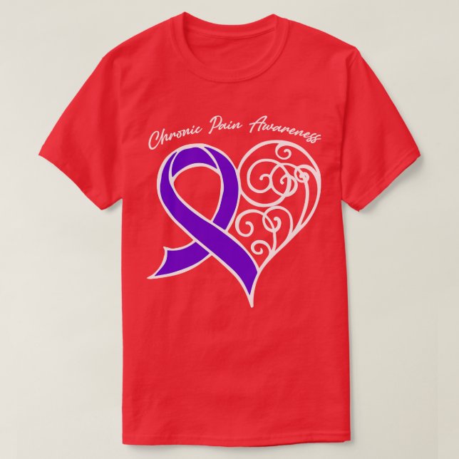 T-shirt Sensibilisation à la douleur chronique Coeur Ruban (Design devant)