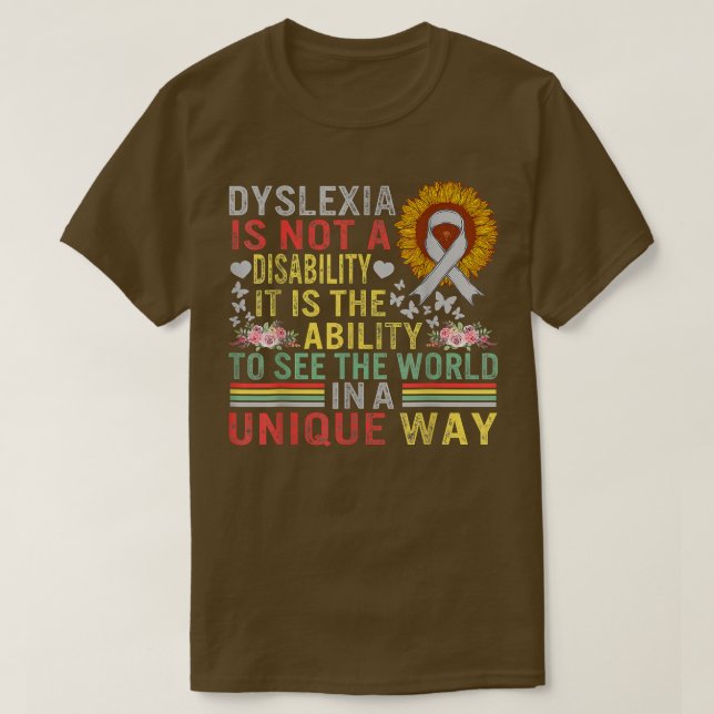 T-shirt Sensibilisation à la dyslexie Voir Monde Unique No (Design devant)
