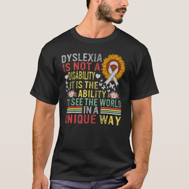 T-shirt Sensibilisation à la dyslexie Voir Monde Unique No (Devant)