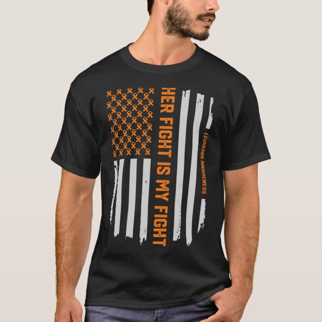 T-shirt Sensibilisation à la leucémie Drapeau américain Ca (Devant)