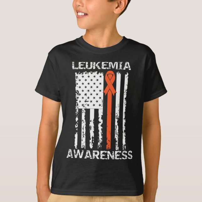 T-shirt Sensibilisation à la leucémie Drapeau américain Or (Devant)