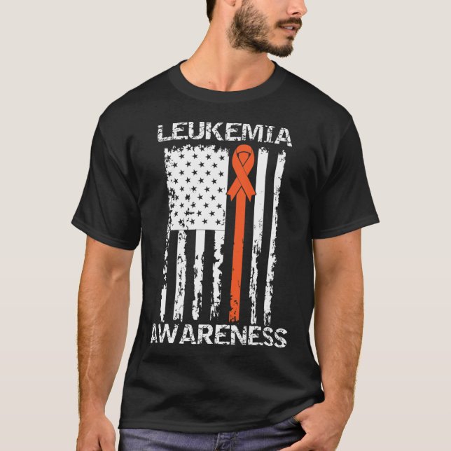 T-shirt Sensibilisation à la leucémie Drapeau américain Or (Devant)