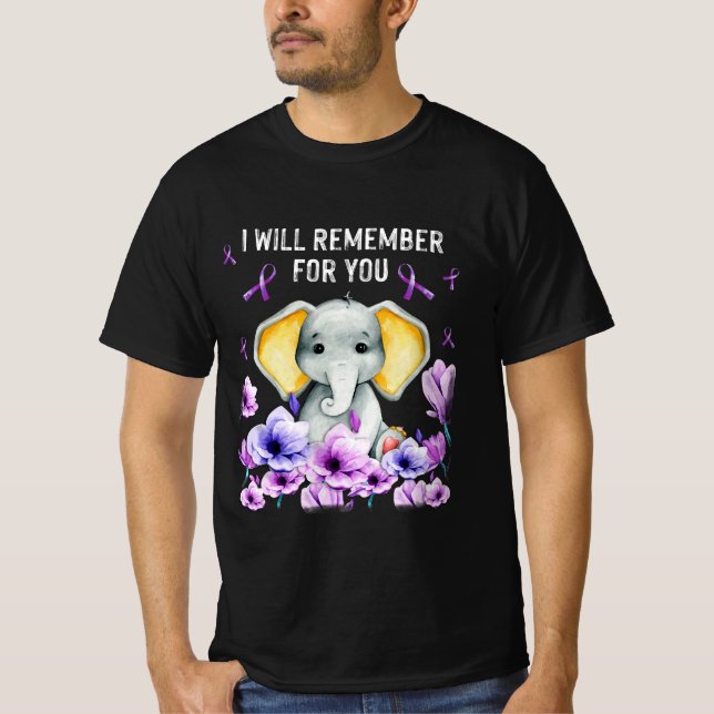 T-shirt Sensibilisation à la maladie d'Alzheimer Eléphant  (Devant)