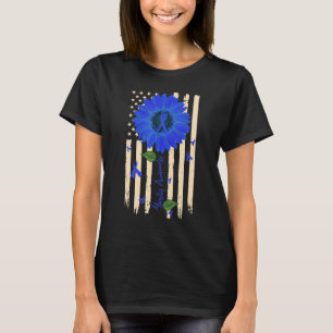 T-shirt Sensibilisation à la myosite Bleu Ruban Tournesol