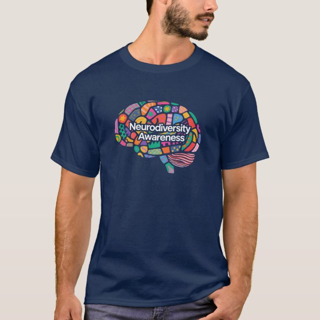 T-shirt Sensibilisation à la neurodiversité Motif du cerve (Devant)