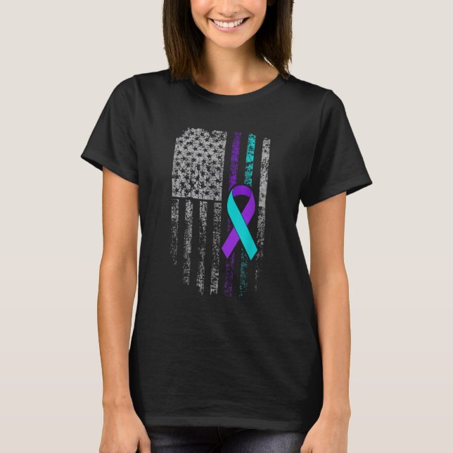 T-shirt Sensibilisation à la prévention du suicide Drapeau (Devant)