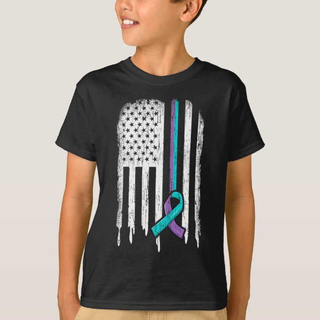 T-shirt Sensibilisation à la prévention du suicide Drapeau (Devant)