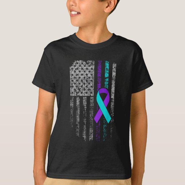 T-shirt Sensibilisation à la prévention du suicide Drapeau (Devant)