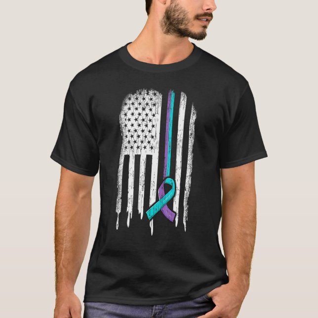 T-shirt Sensibilisation à la prévention du suicide Drapeau (Devant)