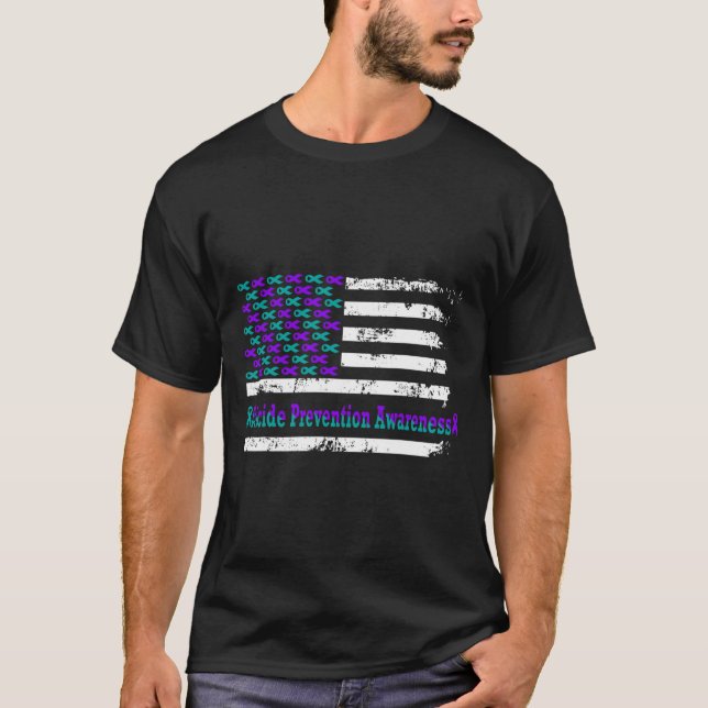 T-shirt Sensibilisation à la prévention du suicide Drapeau (Devant)