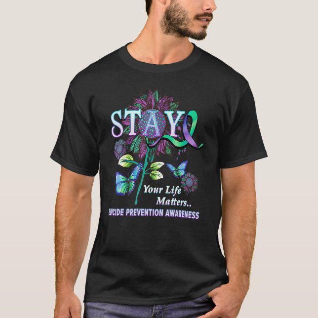 T-shirt Sensibilisation à la prévention du suicide Restez  (Devant)